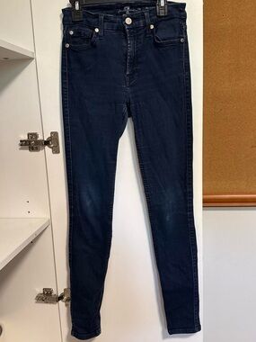 7 For All Mankind Dark Indigo Mid-Rise Skinny Jeans